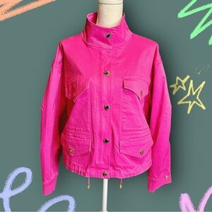 NWOT MICHAEL Michael Kors Hot Pink,Cotton Canvas Anorak Jacket Size M, runs big